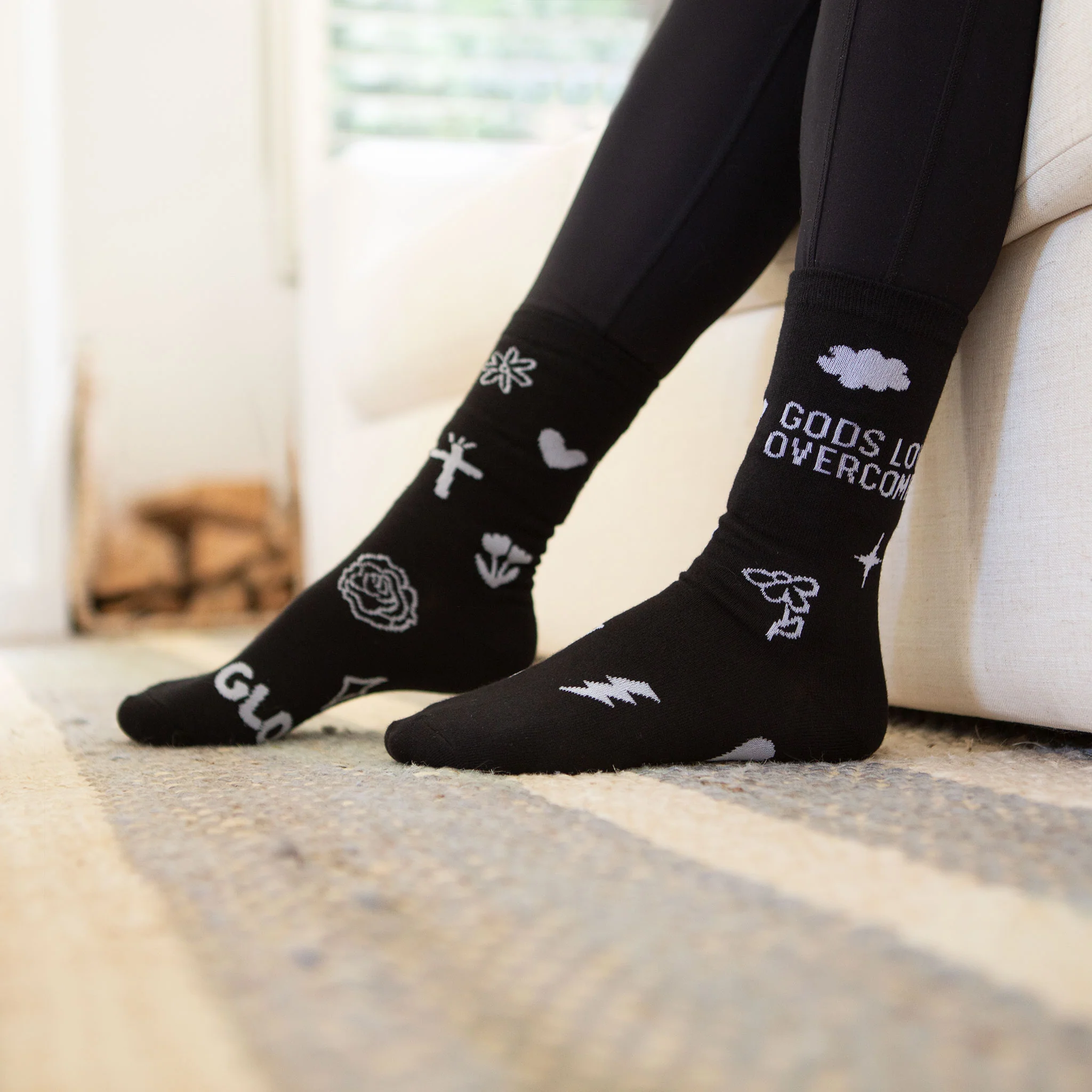 God's Love Overcomes Crew Socks - Image 3