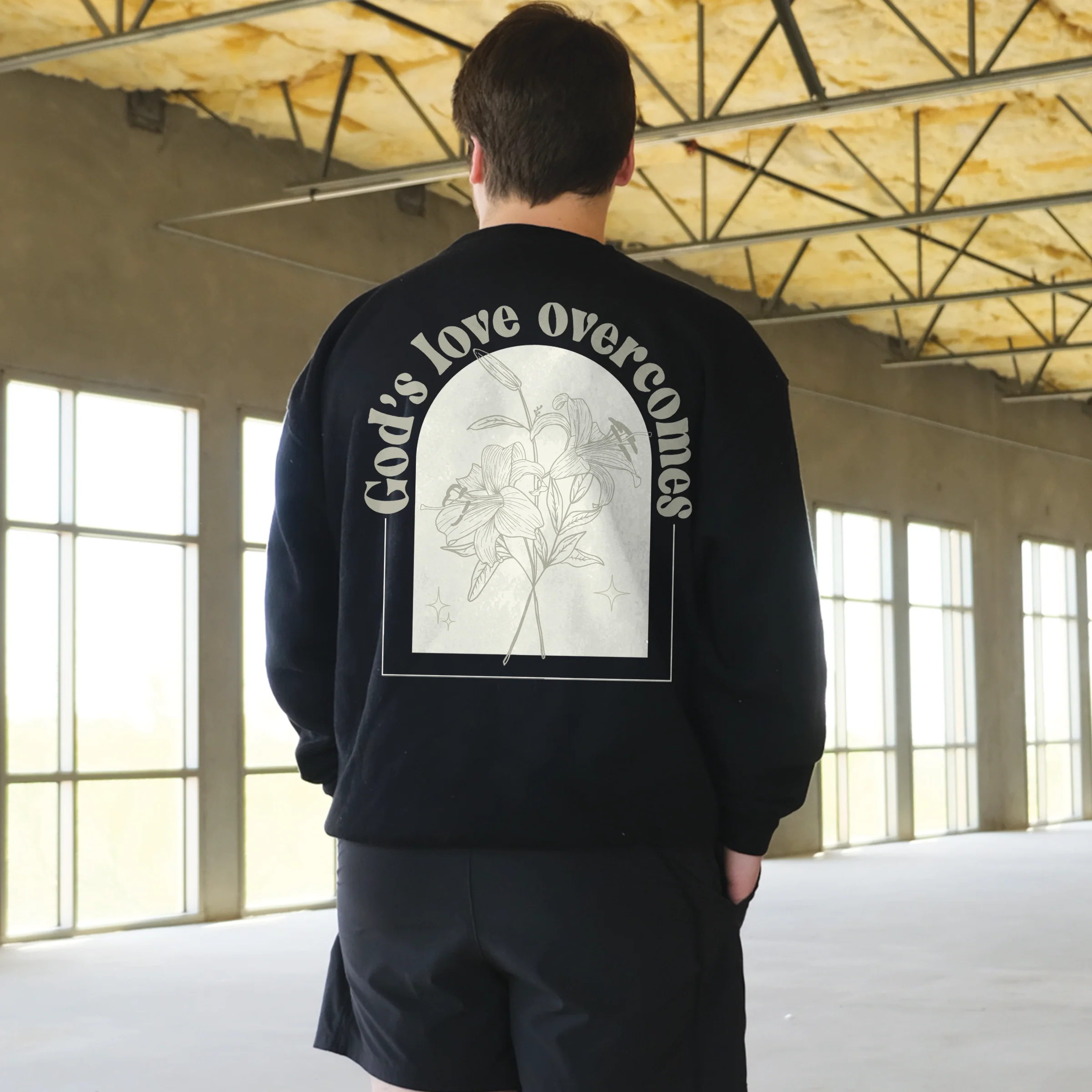 God's Love Overcomes Crewneck Sweatshirt - Image 2