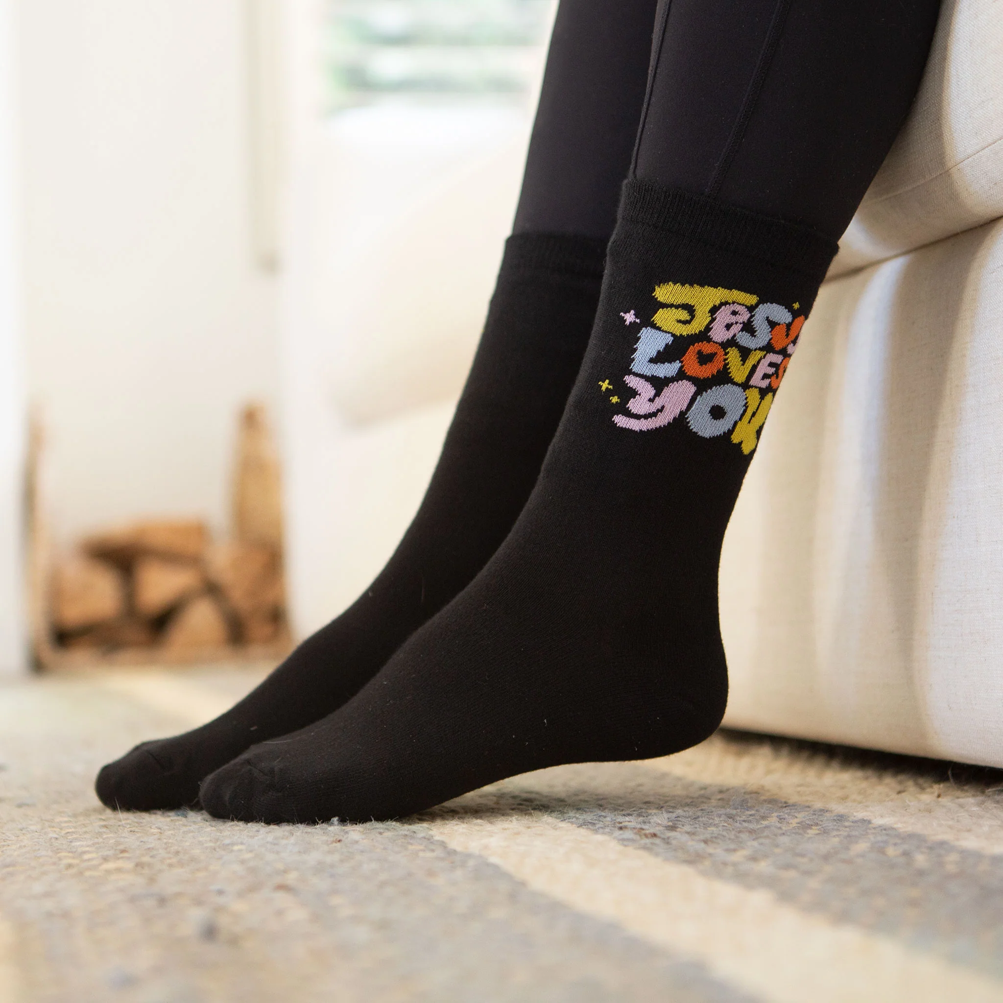 Jesus Loves You Crew Socks - Image 2