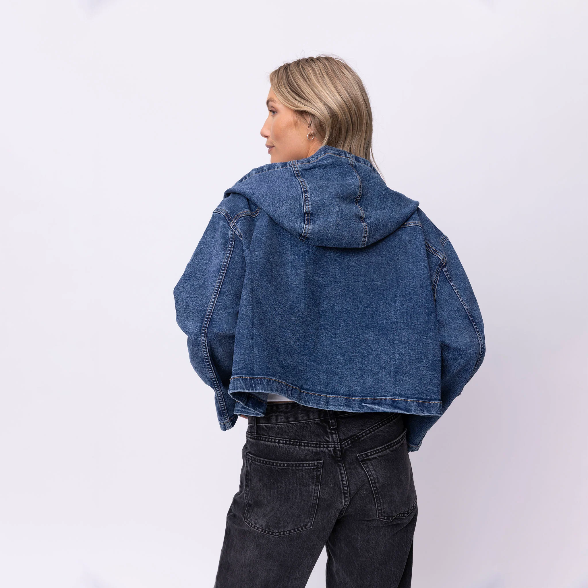 Vintage Washed Jesus Loves You Denim Hoodie - Image 7