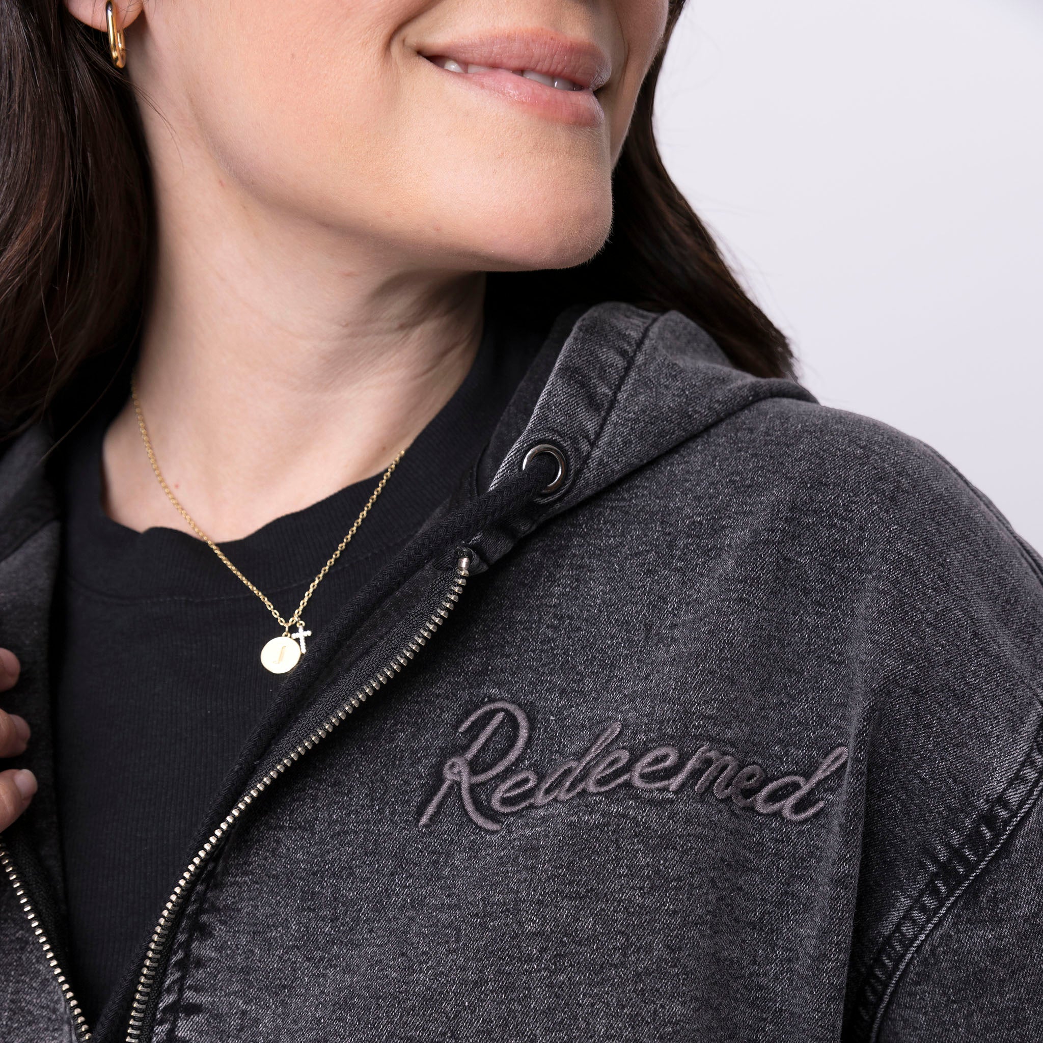 Vintage Washed Redeemed Denim Hoodie - Image 5
